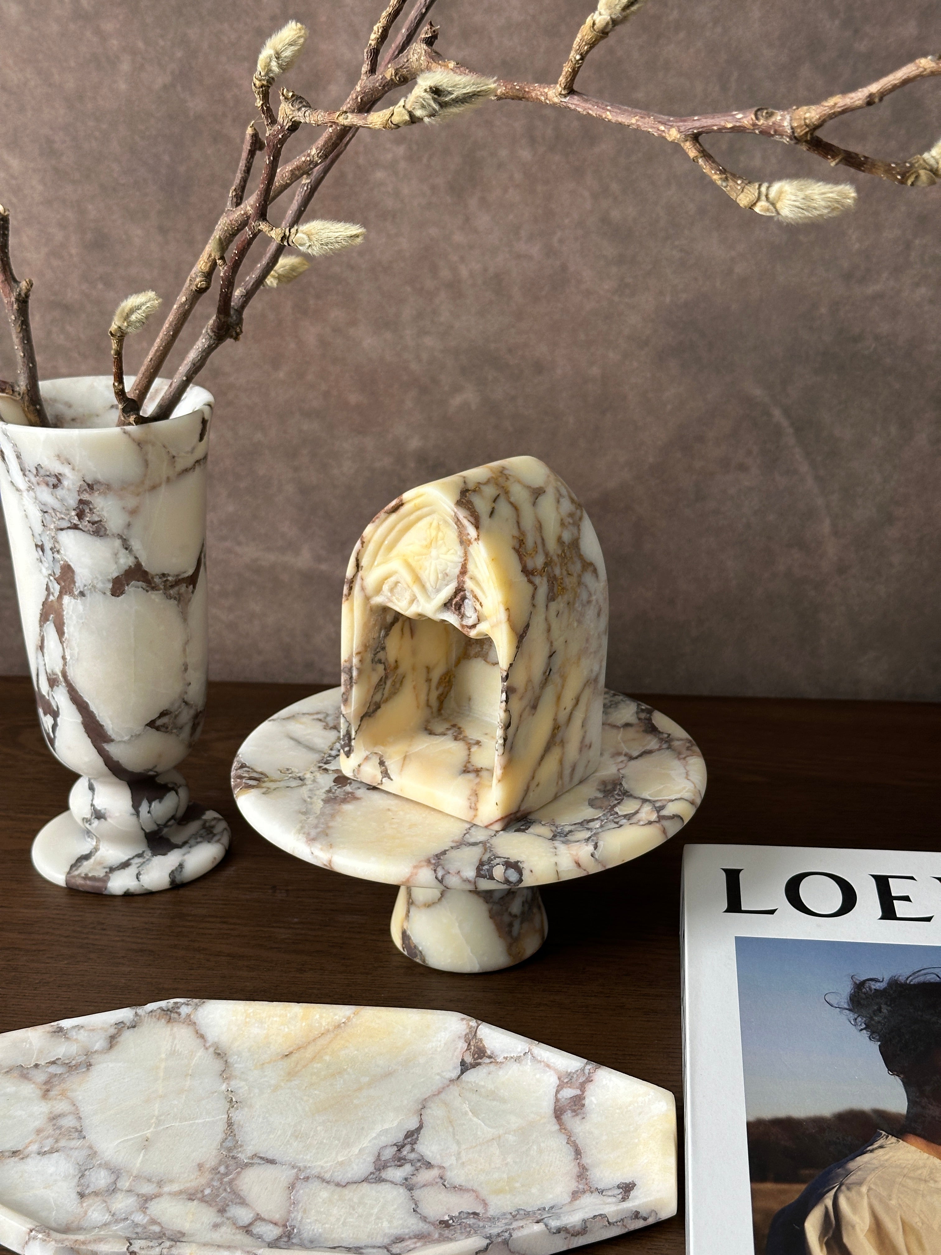 Calacatta Viola Church Candleholder Decorations