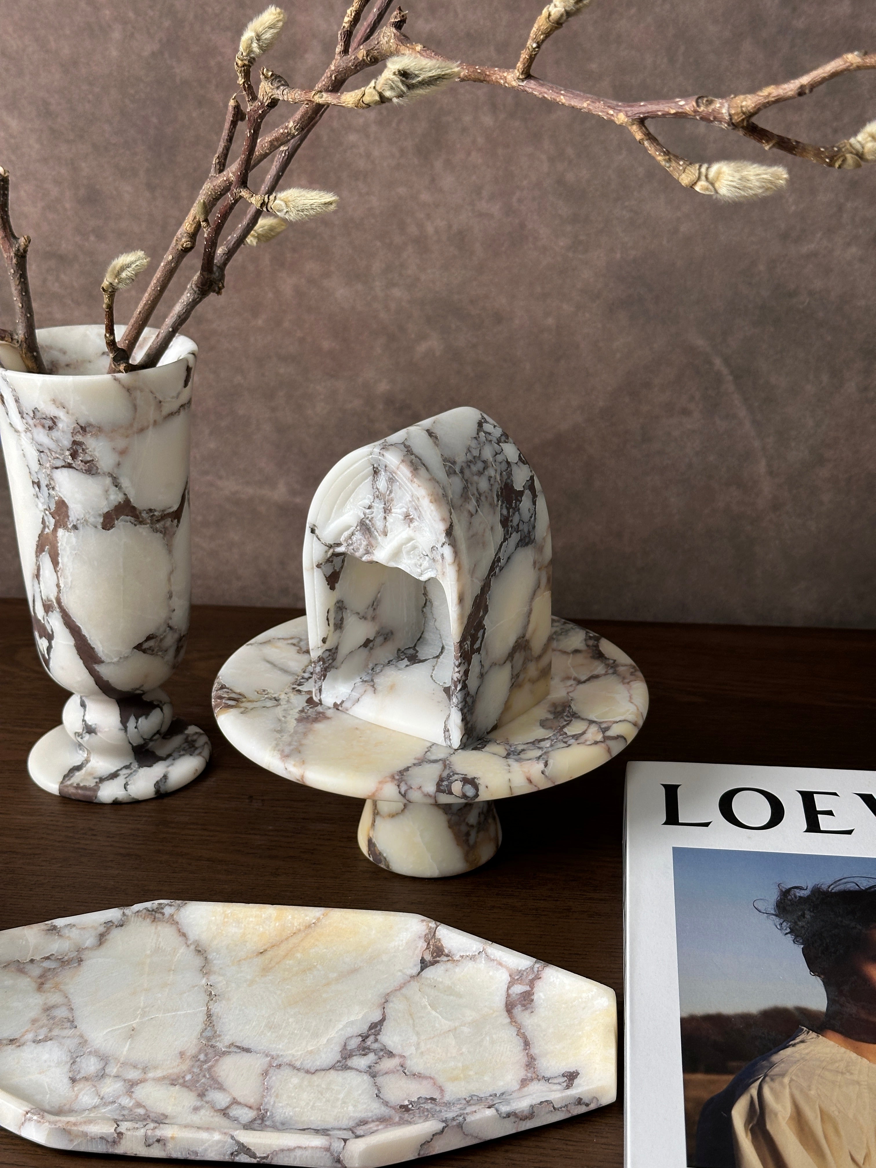 Calacatta Viola Church Candleholder Decorations