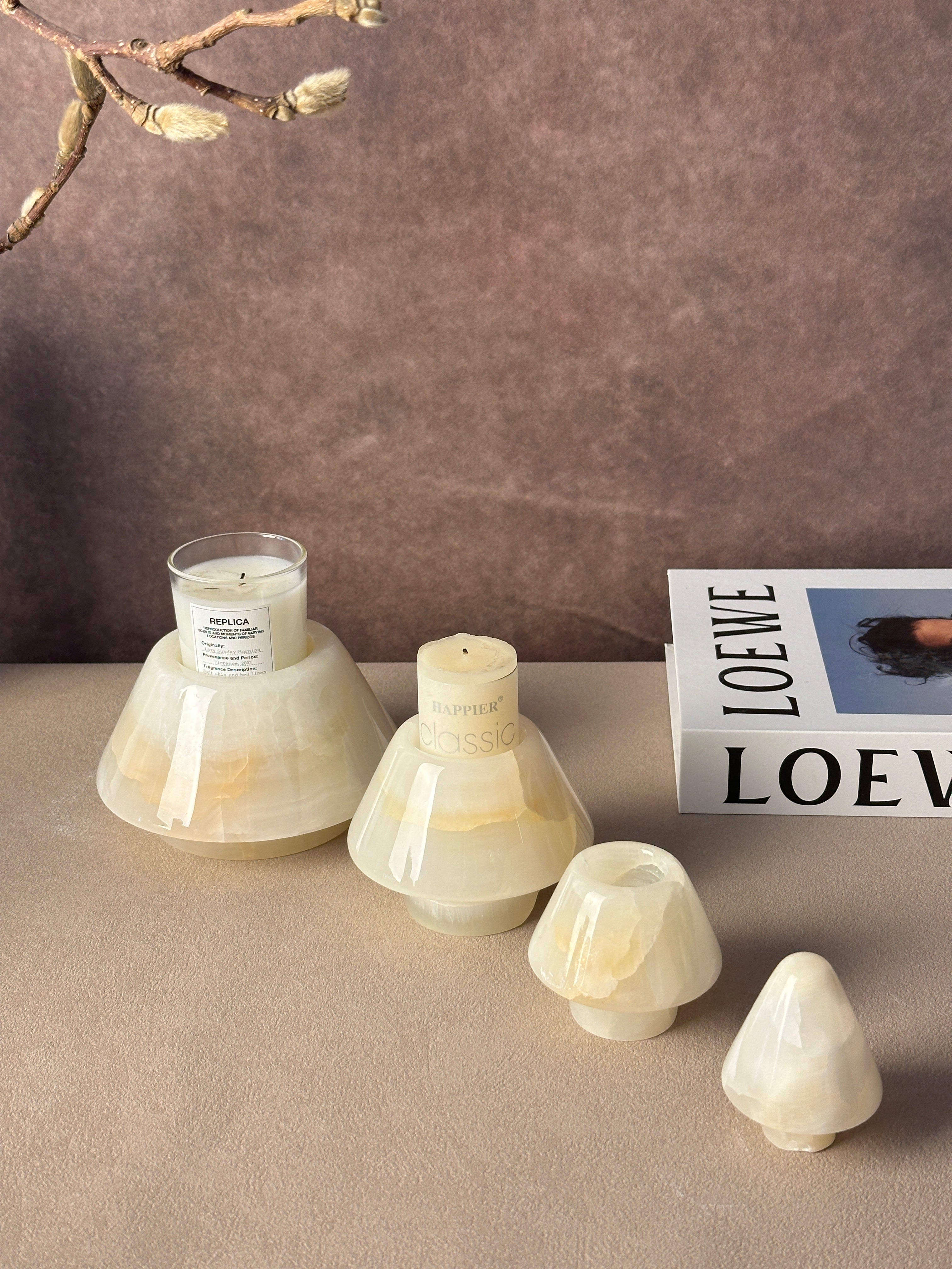 Onyx Christmas tree candle holder