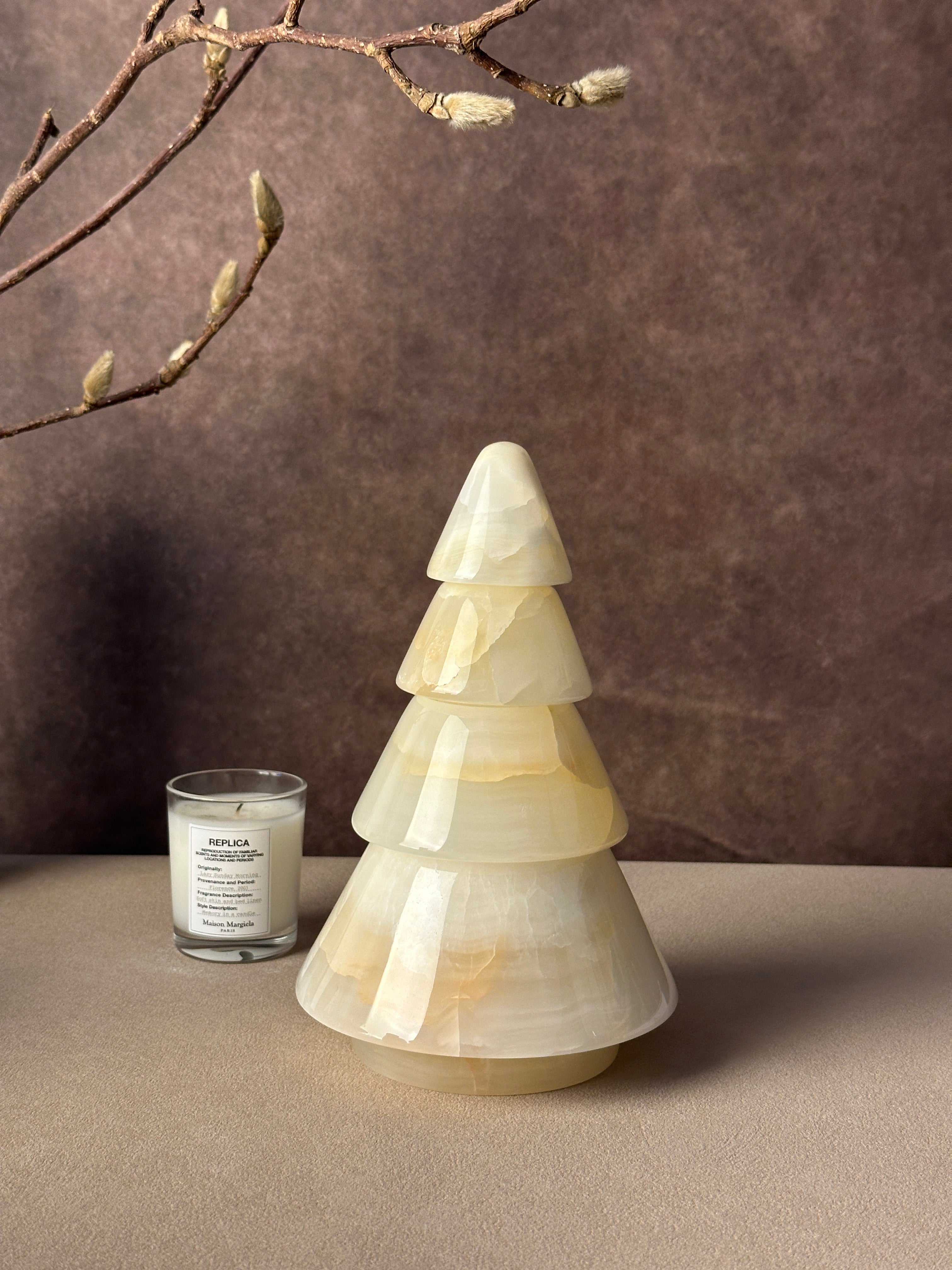 Onyx Christmas tree candle holder