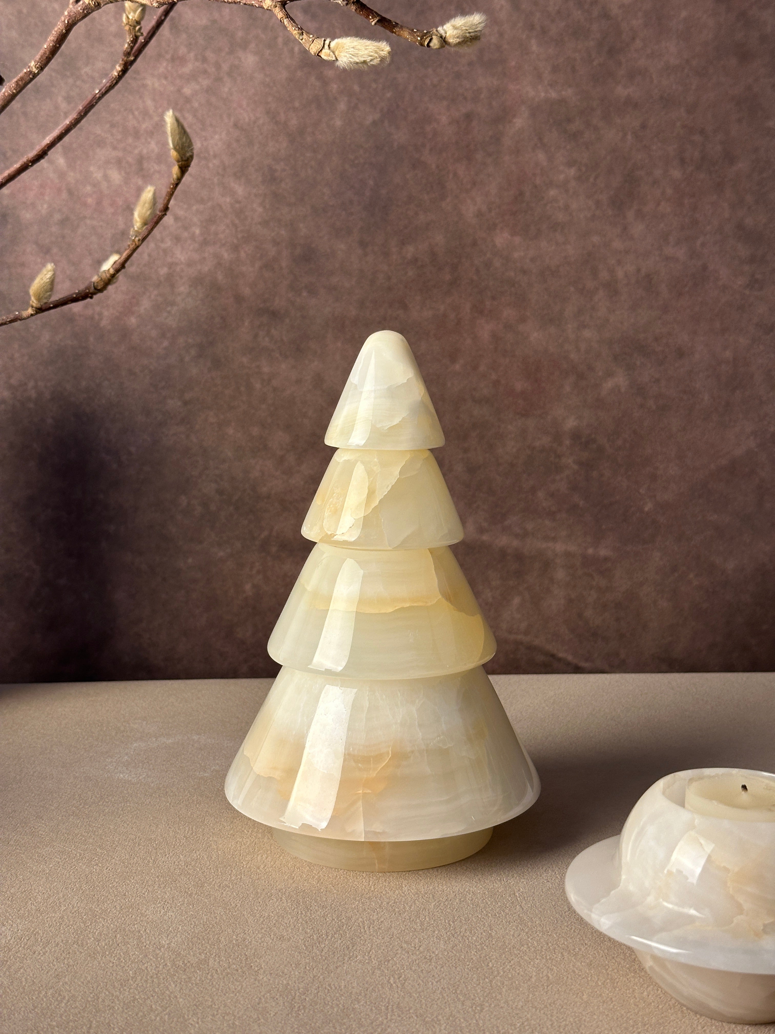 Onyx Christmas tree candle holder